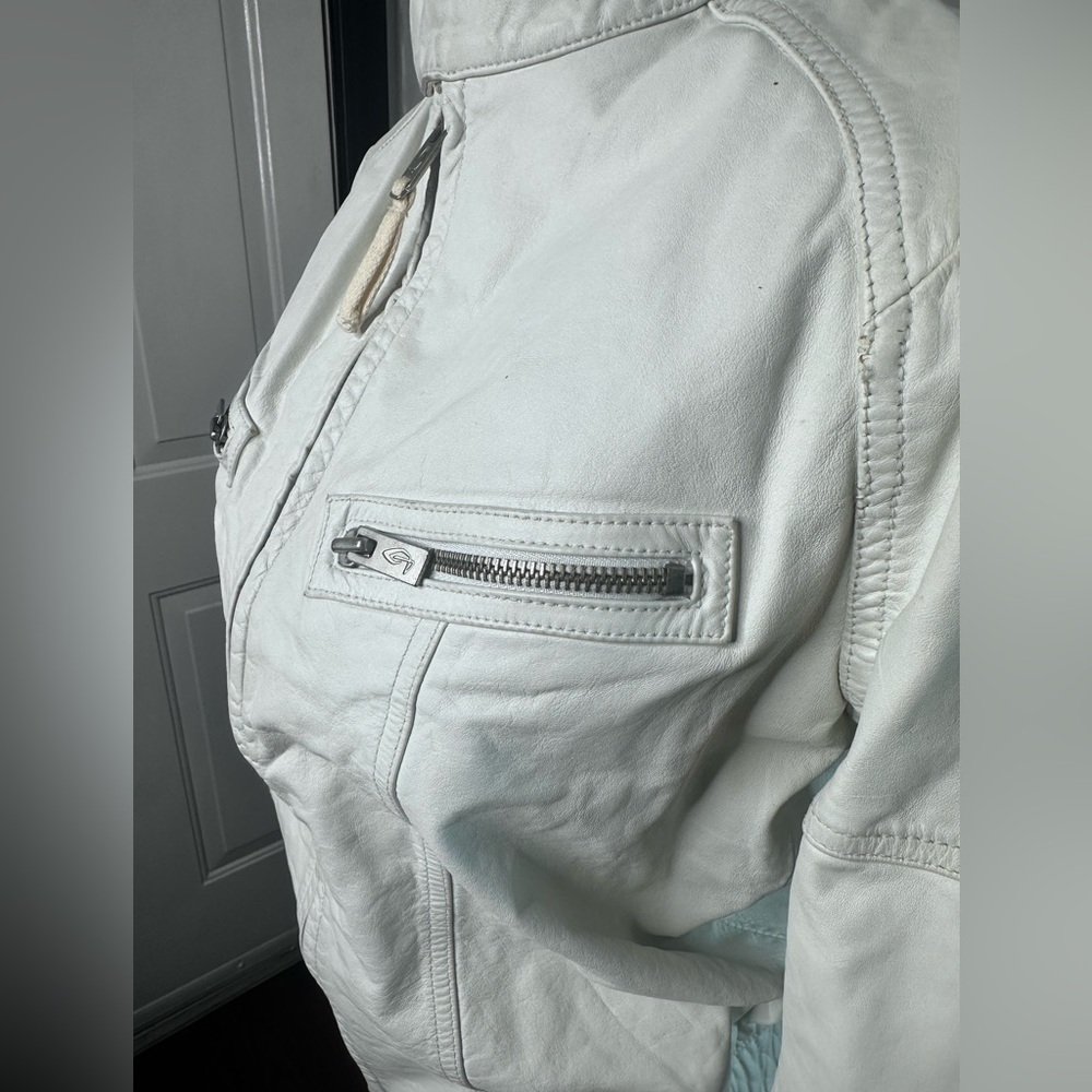 Vintage Diesel White Leather Zip-Up Jacket - Picture 10 of 17